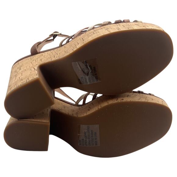 Kate Spade Glow Leather Dressy Block Heels Platform Sandals Multi Toast 9.5M - Picture 7 of 8